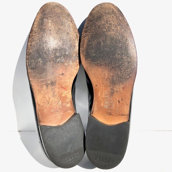 Bally Of Switzerland Men's Dress Shoes Size 7.5 F Tassel Loafers Black Leather - Picture 14 of 16